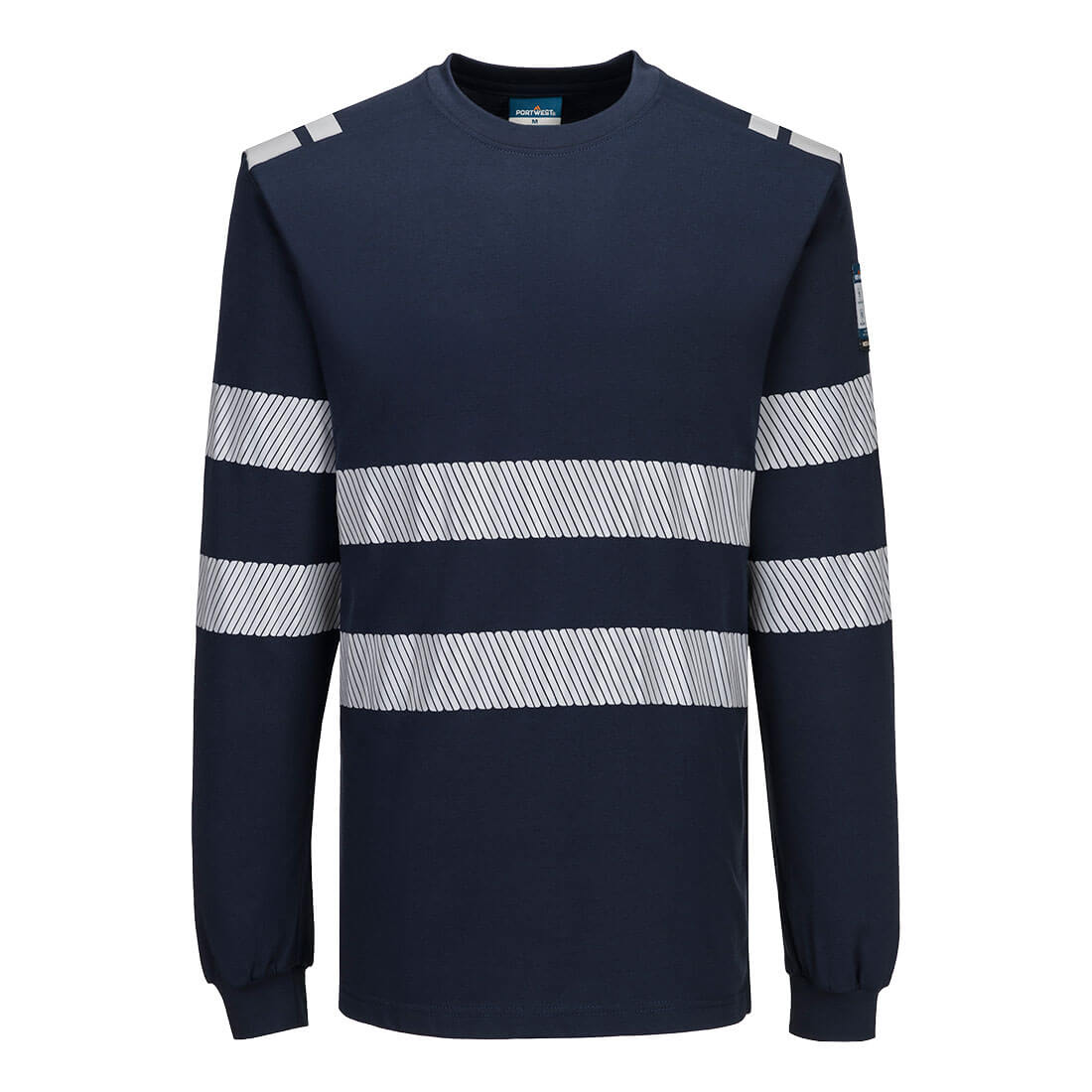 FR732 - PW3 Modaflame gebreid Hi-Vis FR T-shirt met lange mouwen - Portwest - Marineblauw