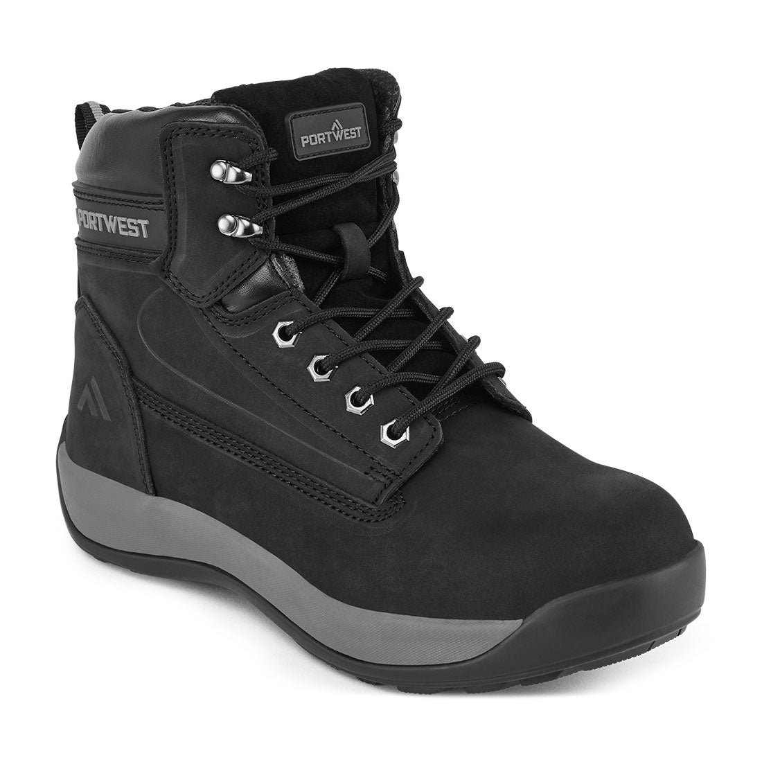 FW32 - Stalen Nubuck Leren Halfhoge Schoen S3 HRO - Portwest - Zwart