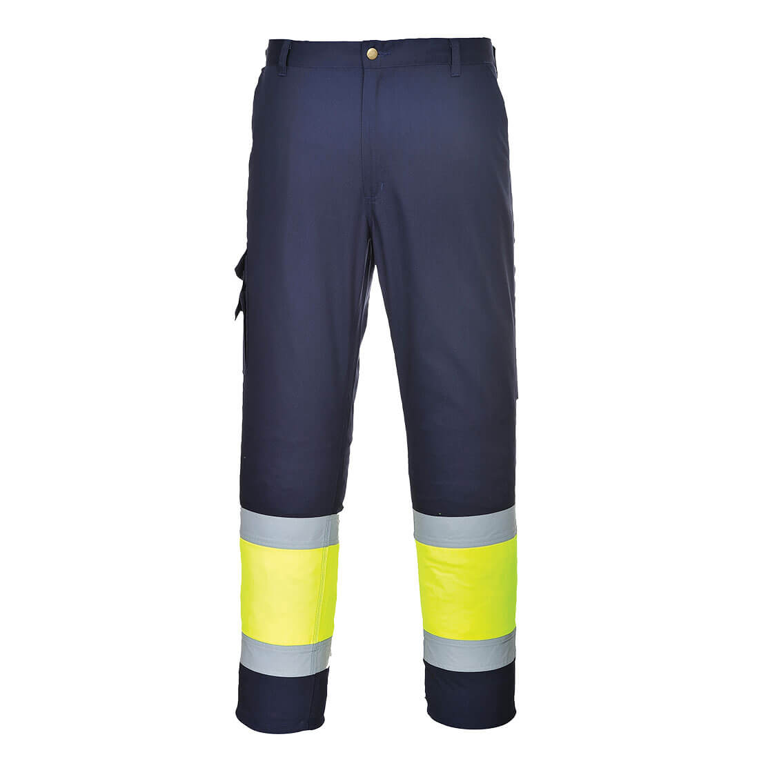 L049 - Hi-Vis lichtgewicht Tweekleuren Combat Broek - Portwest - Geel/Marineblauw