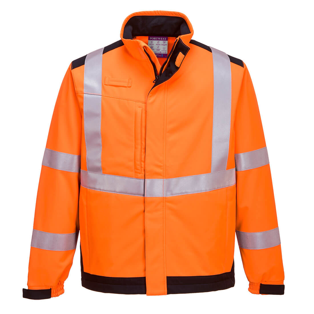 MV72 - Modaflame multinormen Arc Softshell Jack - Portwest - Oranje/Marineblauw