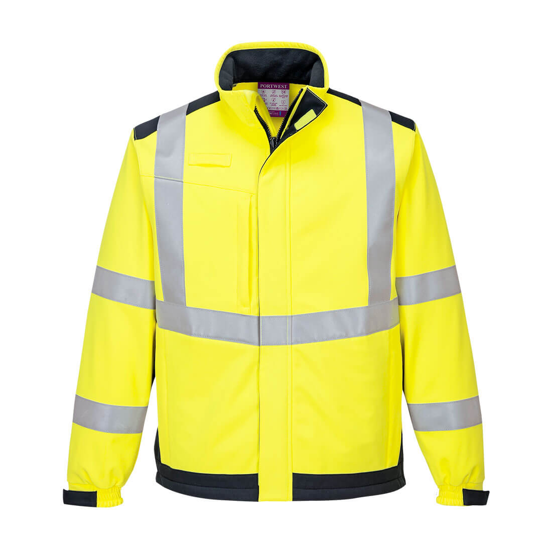 MV72 - Modaflame multinormen Arc Softshell Jack - Portwest - Geel/Marineblauw