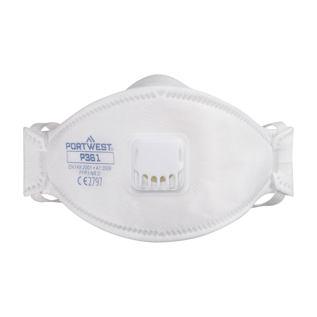 P361 - Trifold FFP3 Dolomite Gevouwen Masker met ventiel  (Pk 10) - Portwest - Wit