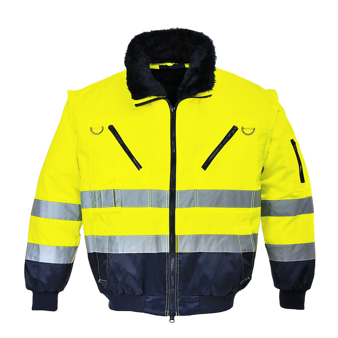 PJ50 - Hi-Vis 3-in-1 Pilotjack - Portwest - Geel/Marineblauw