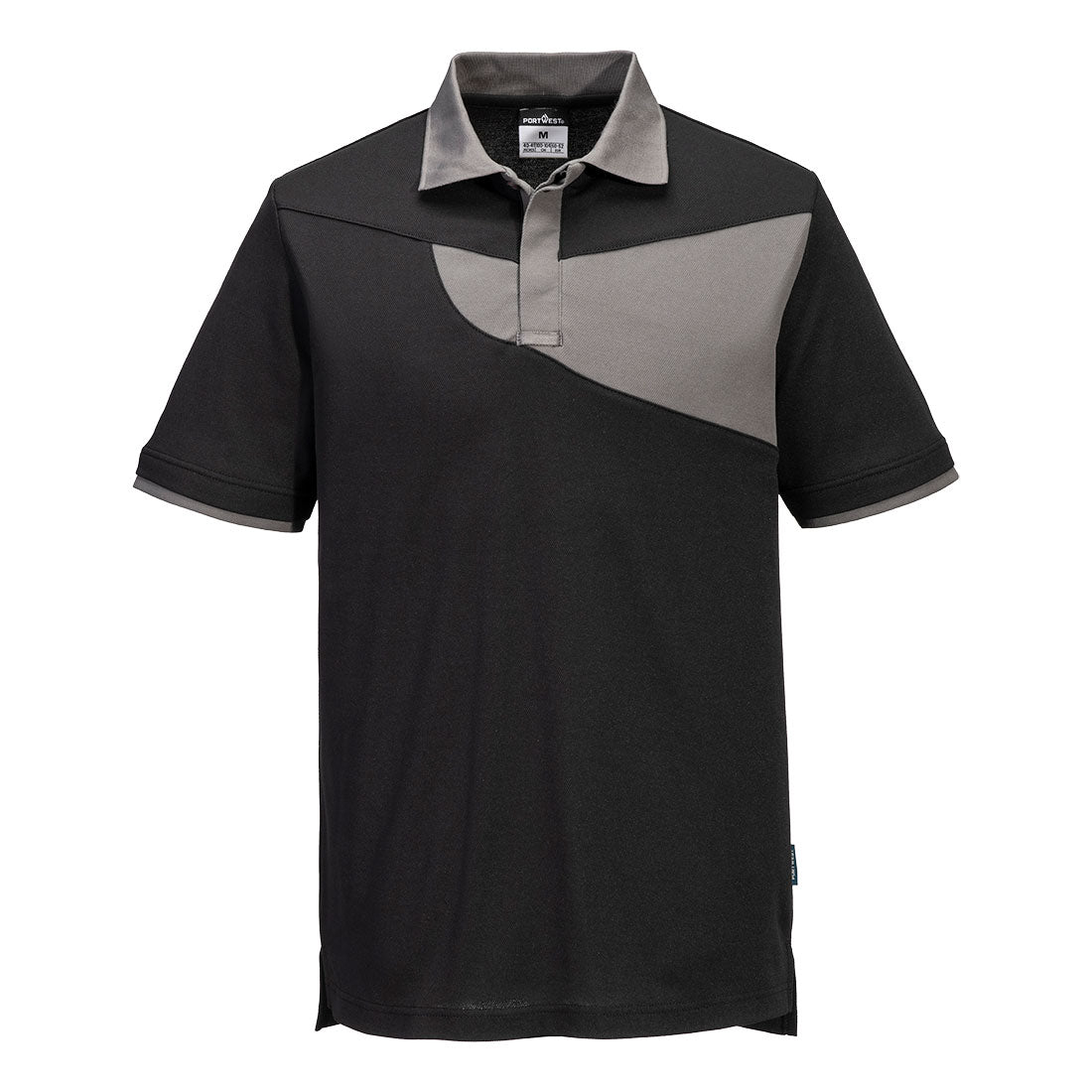 PW210 - PW2 Hi Vis polo K/M - Portwest - Zwart/Zoom Grijs