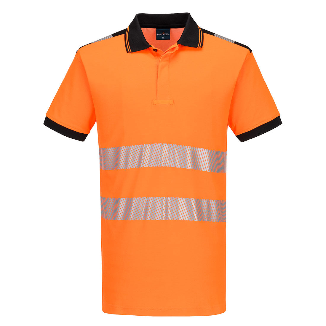 PW317 - PW3 Hi-Vis Katoen comfort Poloshirt Korte Mouw - Portwest - Oranje/Zwart