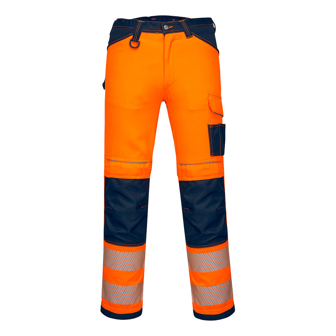PW340 - PW3 Hi-Vis Broek - Portwest - Oranje/Marineblauw Kort
