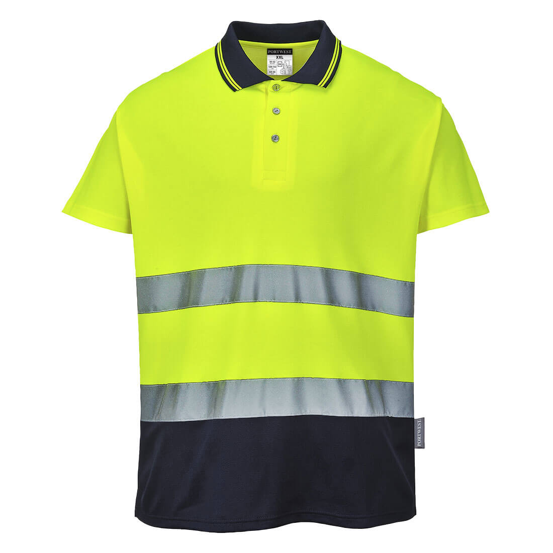 S174 - Tweekleuren Katoenen Comfort Polo - Portwest - Geel/Marineblauw