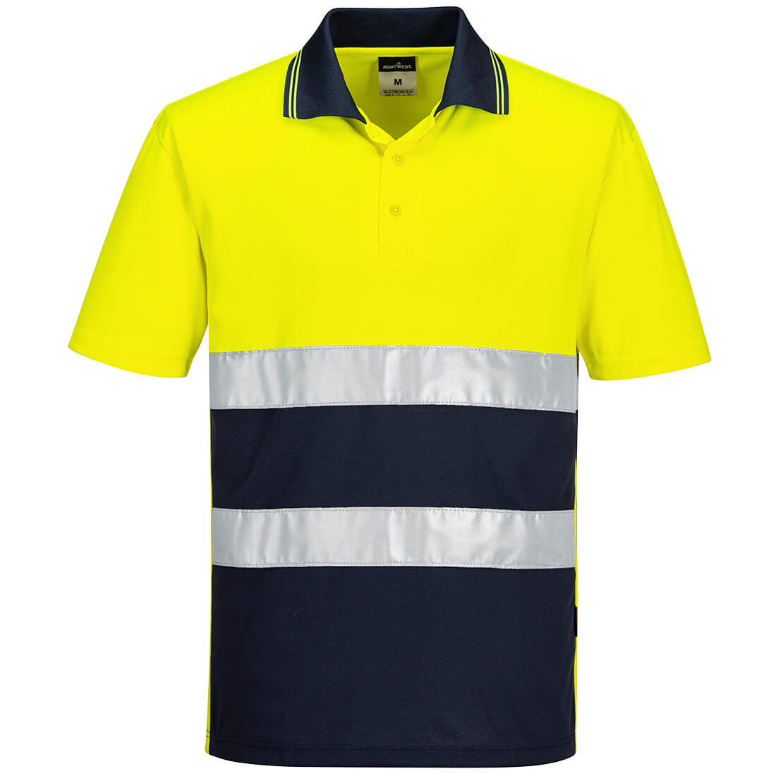 S175 - HiVis lichtgewicht contrast Poloshirt Korte Mouw - Portwest - Geel/Marineblauw