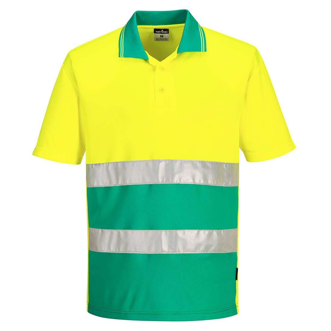 S175 - HiVis lichtgewicht contrast Poloshirt Korte Mouw - Portwest - Geel/Teal