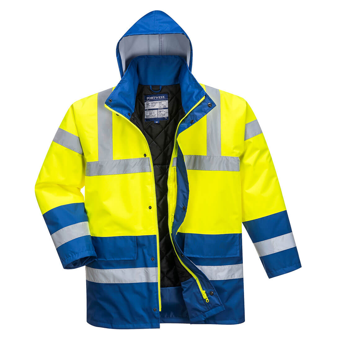 S466 - Hi-Vis Tweekleuren Parka - Portwest - Geel/Royalblauw