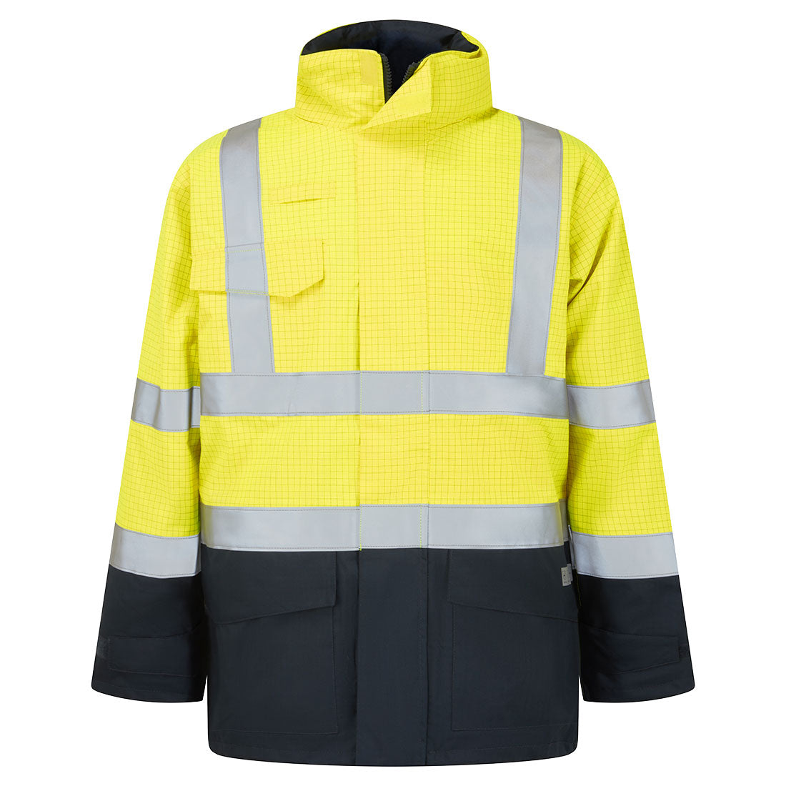 S779 - Bizflame Regen Hi-Vis Multi-Beschermend Jack - Portwest - Geel/Marineblauw