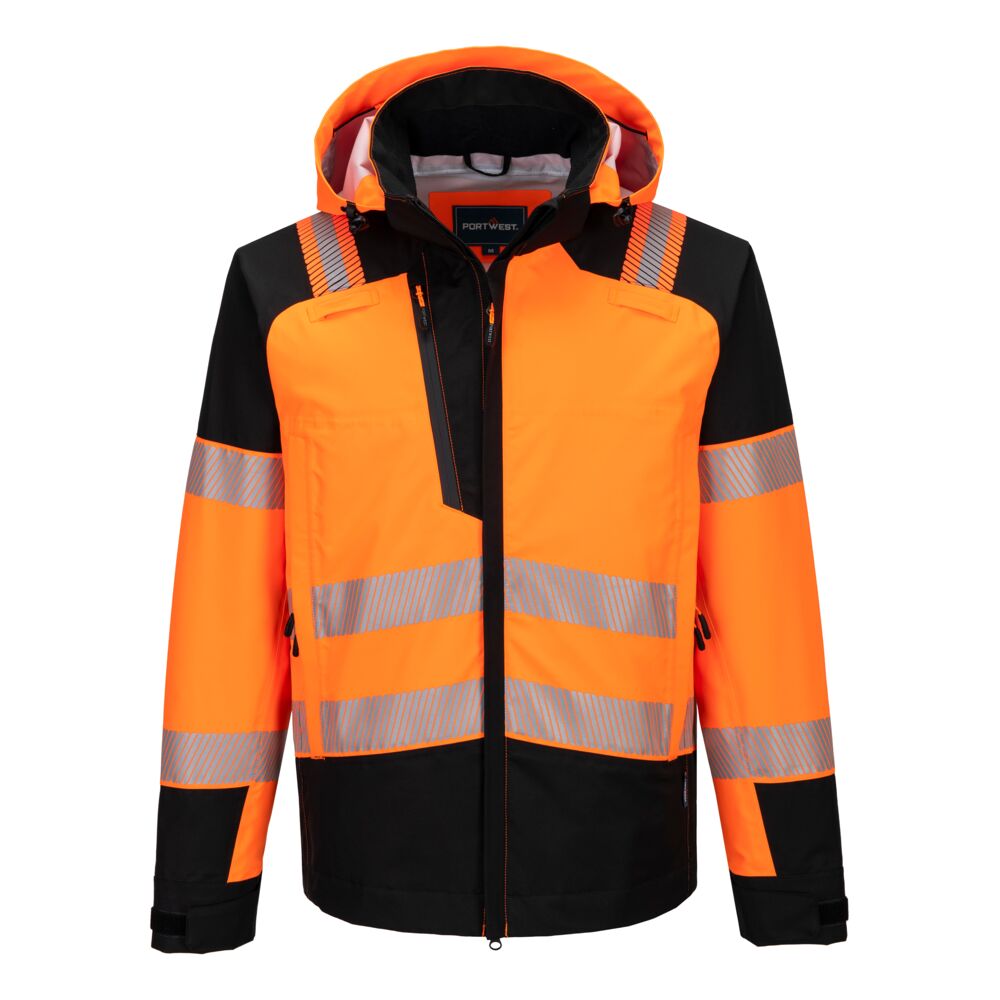 T166 - PW3 Hi-Vis  Regenjas (3L) - Portwest - Oranje/Zwart