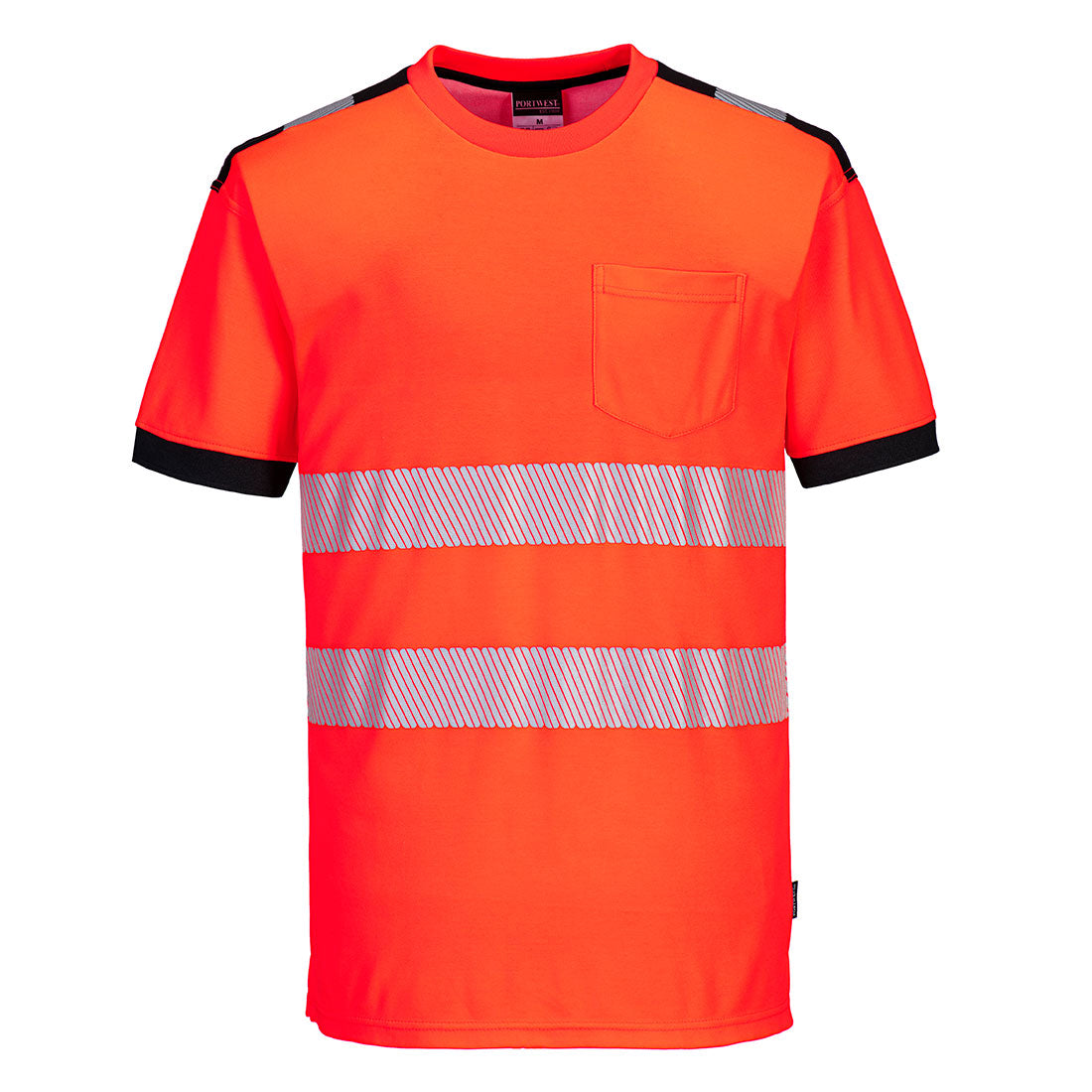 T181 - PW3 Hi-Vis Vision T-Shirt Korte Mouw - Portwest - Rood/Zwart