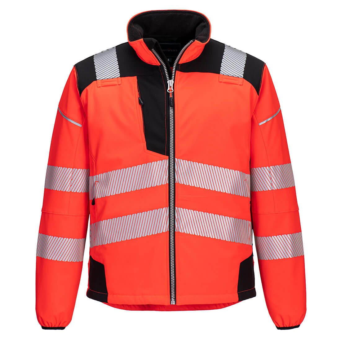 T402 - PW3 Hi-Vis Softshell Jack - Portwest - Rood/Zwart