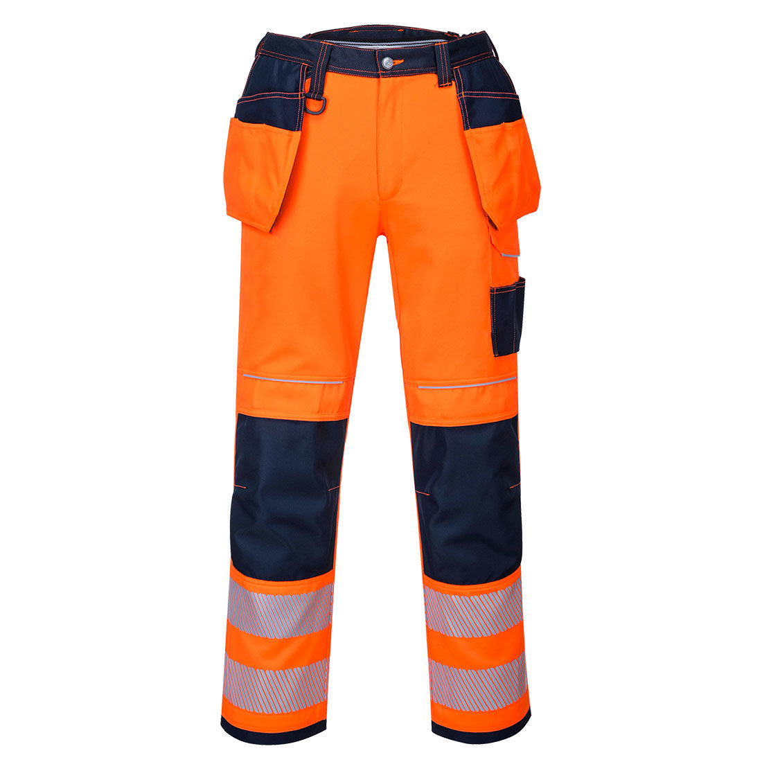 T501 - PW3 Hi-Vis Werkbroek met Holster Pockets - Portwest - Oranje/Marineblauw Kort