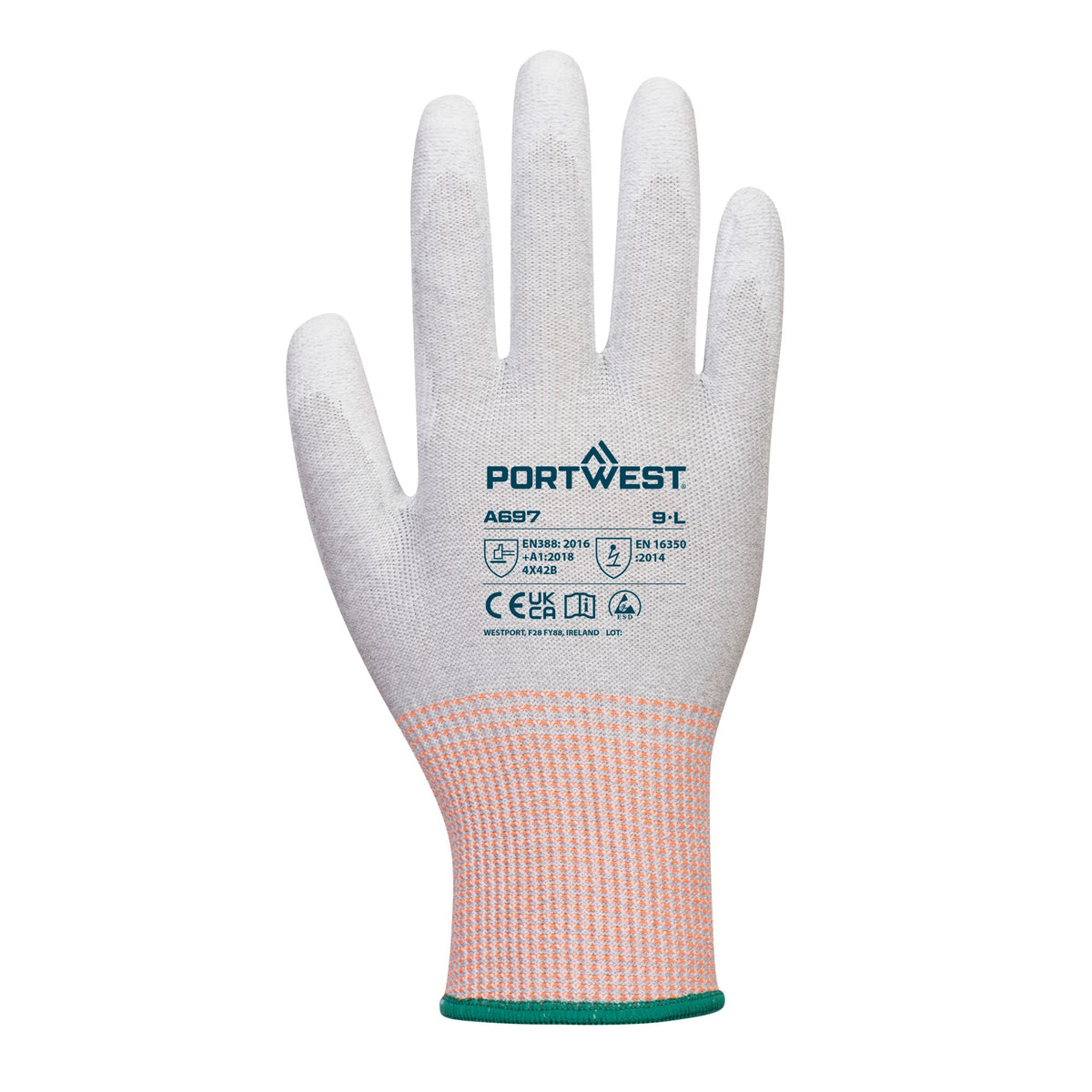 LR13 ESD PU Palm Handschoen (12 pr) - Portwest A697 Portwest