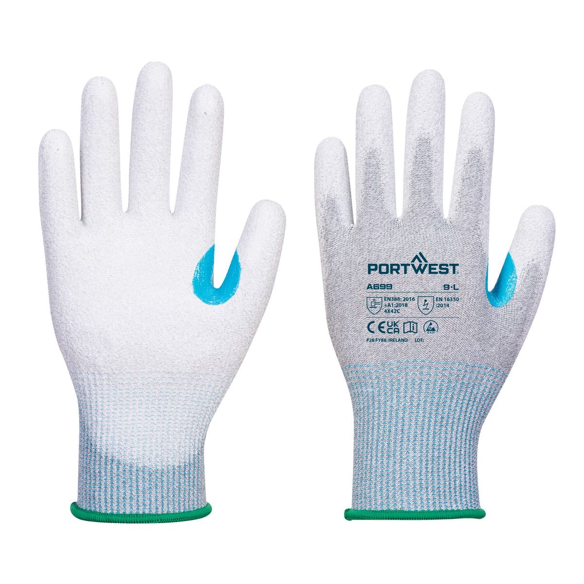 LR13 ESD PU Palm Handschoen - 12 pr. - Portwest A699 Portwest