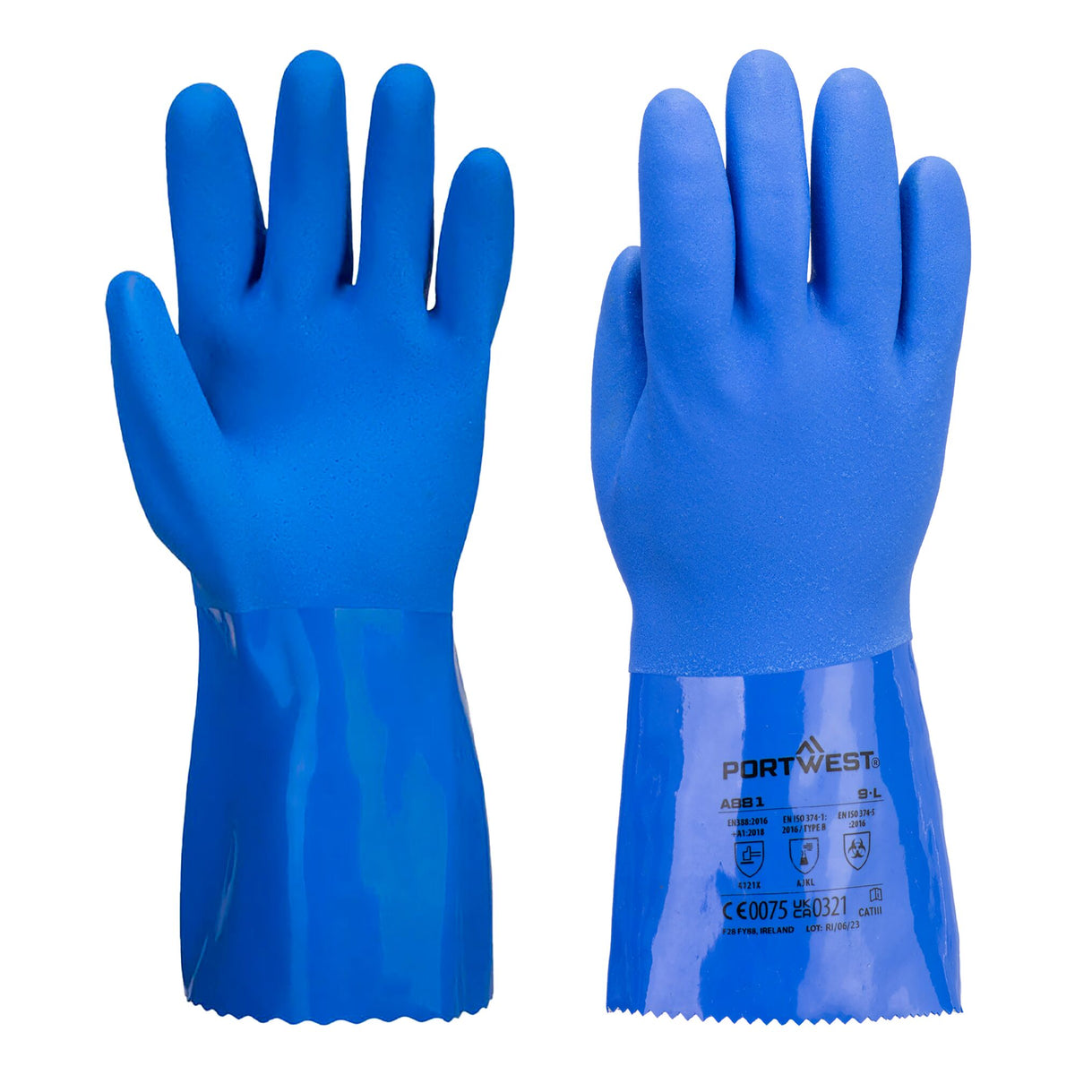 Chemical-resistant blue PVC glove - Portwest A881