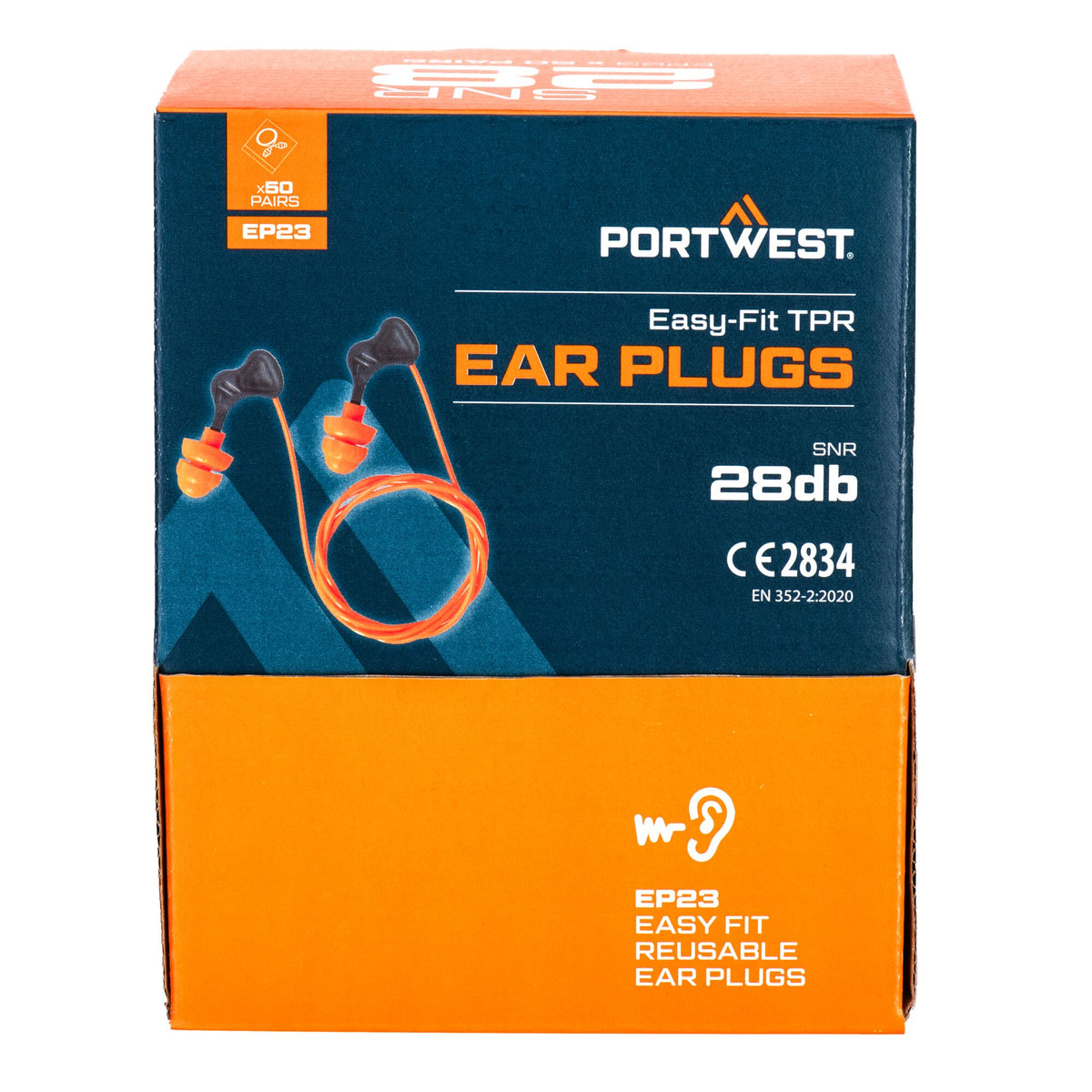 EP23 - Easy Fit TPR oordopjes met koord (50 paar) - Portwest