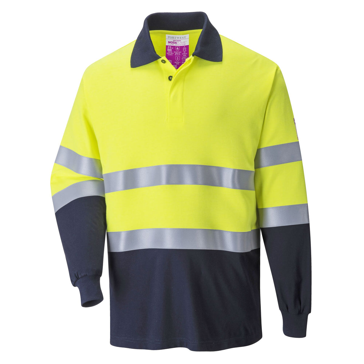 Flammhemmendes, antistatisches Modaflame-Langarm-Poloshirt - Portwest FR74
