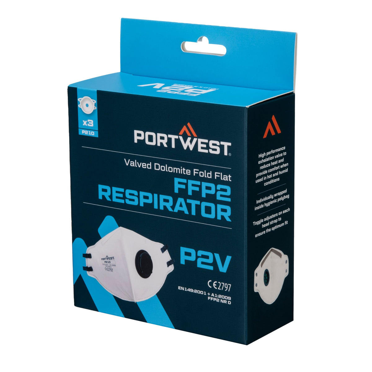 FFP2-faltbare Dolomit-Maske (3er-Pack) - Portwest P210
