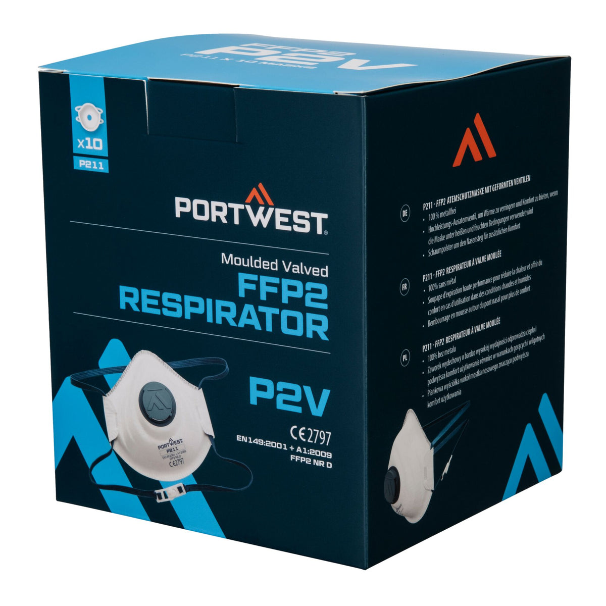 FFP2-Kohlenstoffmaske mit Ventil (10er-Pack) - Portwest P211