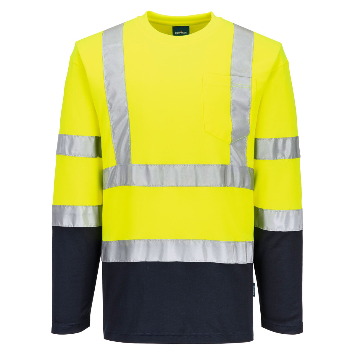 Two-tone, Cotton Comfort Long Sleeve T-Shirt - Portwest S280