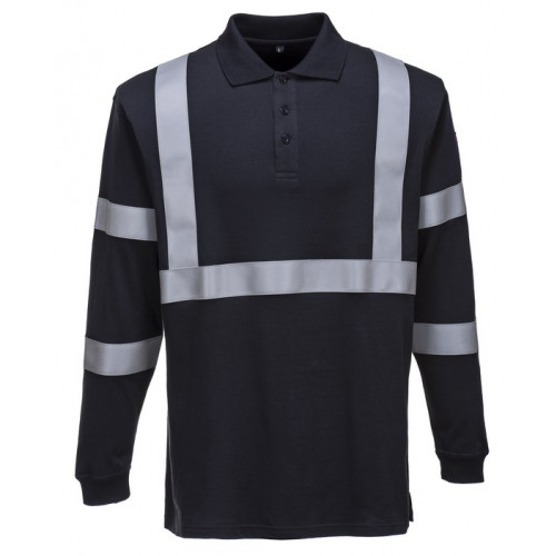 Flame Resistant Anti Static Long Sleeve Polo Shirt with Reflective Tape FR03