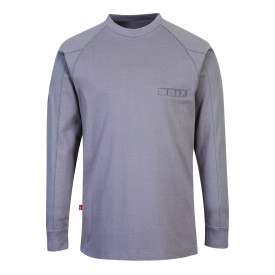 FR Anti-Static Crew Neck FR33 in grey with long sleeves. A link to the product page is included.