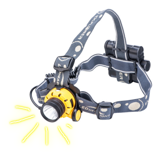 Image of the PW Ultra-Power Headlamp PA64 in gray and yellow. Clicking on the image will take you to the product page.