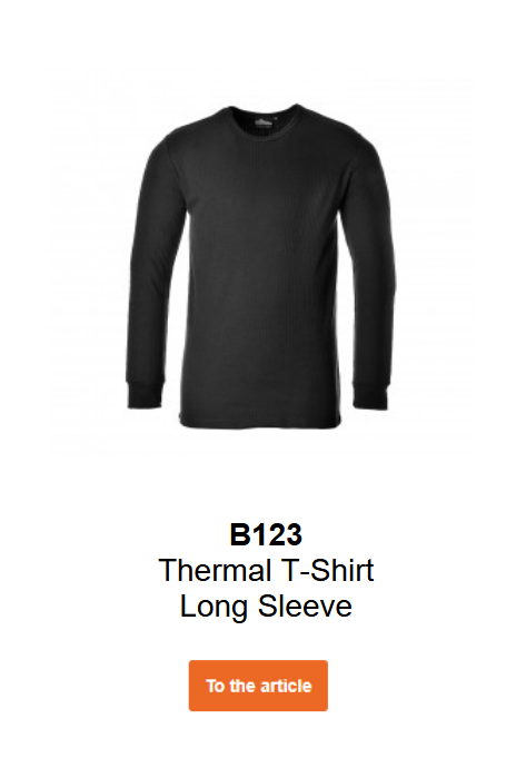 Image of the long-sleeved thermal shirt B123 in black.