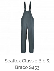 Classic Sealtex S453 dungarees in gray with a link to the article.