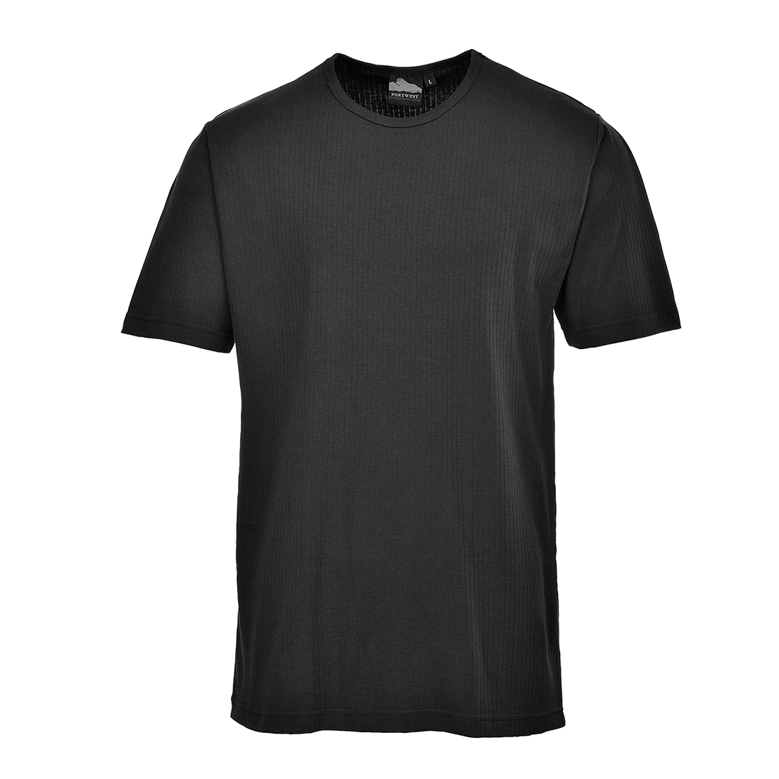 Example image of the short-sleeved thermal shirt B120 in black with a link to the article.