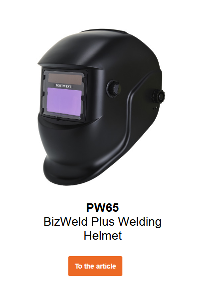 Image of BizWeld Welding Helmet PW65 in black. Linked to product page.