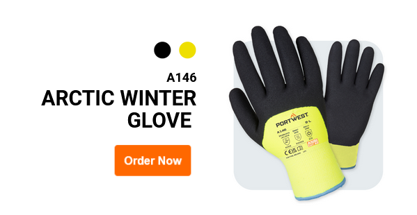 Sample image of the Arctic Winter Gloves A146 in yellow/black with a link to the article.