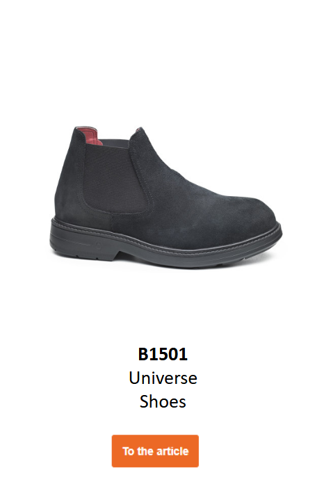 Image of the Universe B1501 ESD shoe in black. Link to the product page available.