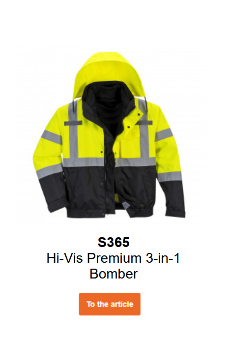 Image of the Premium 3-in-1 Bomber Jacket S365 in yellow with black details and reflective stripes.