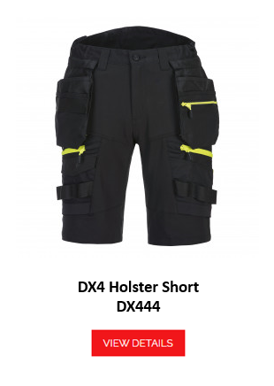 Image of the DX4 Holster Short DX444 in black with yellow details and a link to the article.