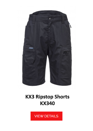 Picture of the KX3 Ripstop Shorts KX340 in black with a link to the article.