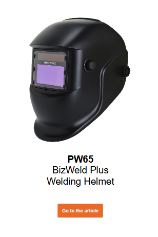 Image of the Bizweld PW65 welding helmet in black with a link to the product page.