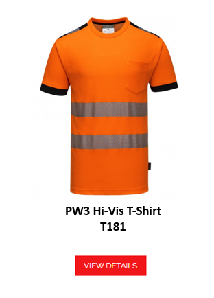 Image of the Vivion high-visibility T-shirt T181 in orange with reflective stripes and a link to the article.