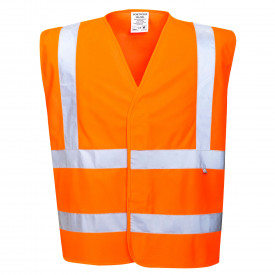Portwest Hi-Vis FR Vest FR75 in orange. A link to the product page is included.