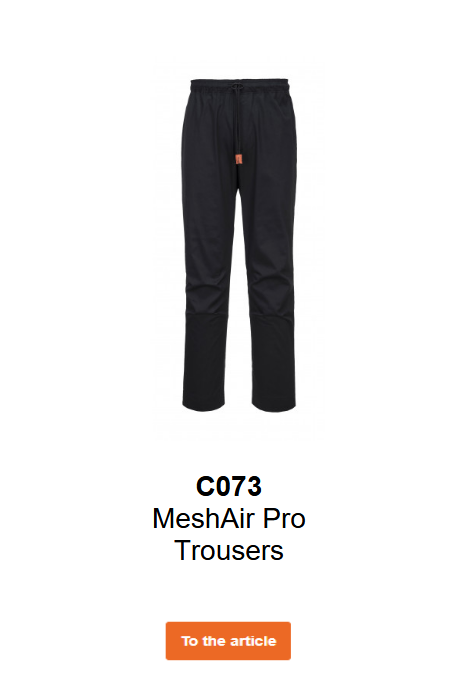 Image of the Mesh Air Pro trousers C073 in black with orange details.