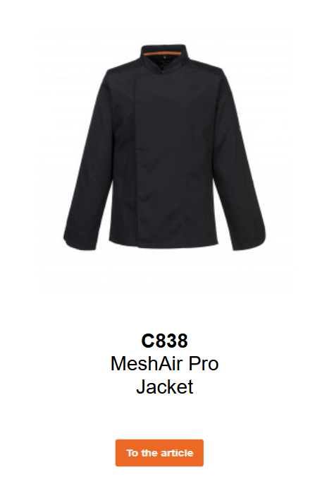 Image of the Mesh Air Pro jacket C838 in black with orange details.