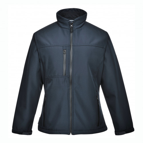 Picture of the women's softshell jacket Charlotte TK41 in blue with a link to the article.