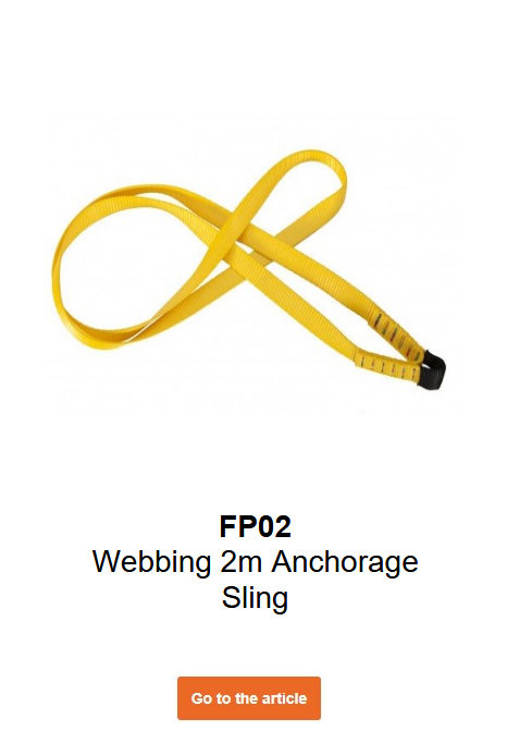 Image of 2m FP02 anchor strap in yellow with black details. Link to product page.