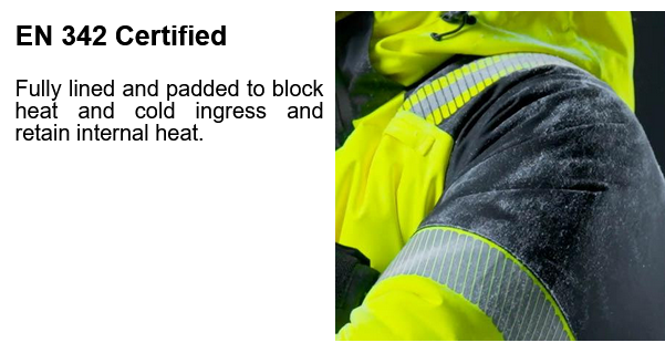 Yellow Portwest jacket with icy shoulders.