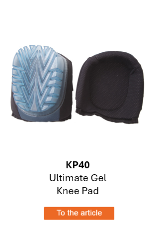 Image of Ultimate Gel Knee Pads KP40, front and back view. Linked to product.