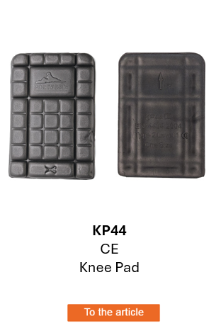 Image of CE Knee Pads KP44 in black, front and back view. Linked to product.