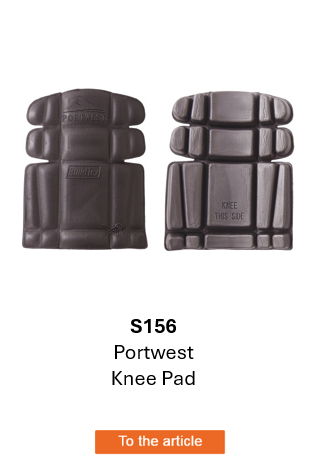Image of Portwest Knee Pads S156, front and back view. Linked to product.
